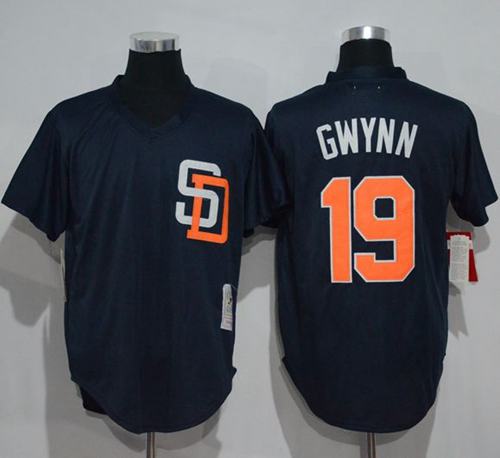 Mitchell And Ness 1996 Padres #19 Tony Gwynn Navy Blue Throwback Stitched MLB Jersey - Click Image to Close